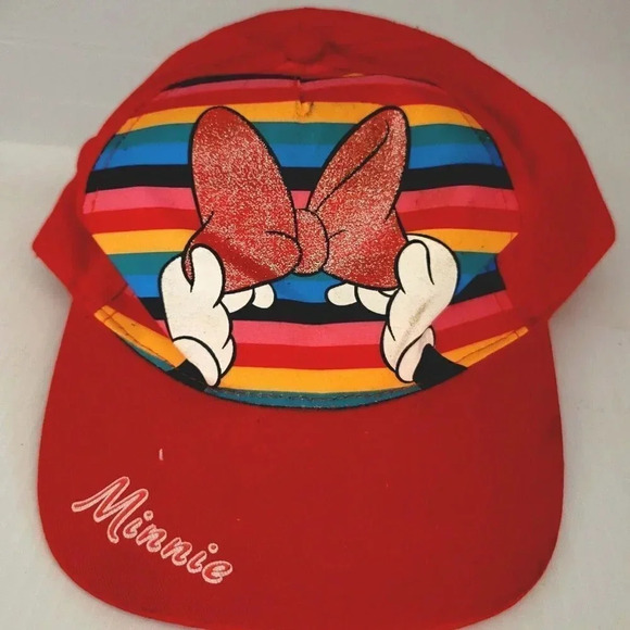DISNEY MINNIE MOUSE RAINBOW / RED BOW CHILD HAT CAP ADJUSTABLE - Picture 6 of 7